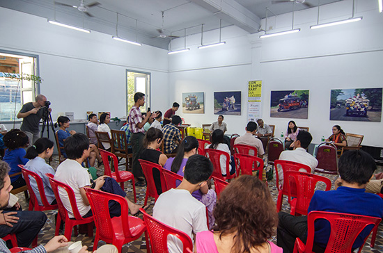San Zaw Htway speaking at Contemporary Dialogues Festival in Lokanat, Yangon, October 5, 2014